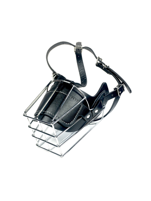 330g Σκύλο μουστάκι για μεγάλα σκυλιά 2023 Design Metal Leather αναπνευστικό μουστάκι