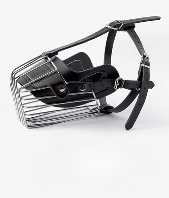 330g Σκύλο μουστάκι για μεγάλα σκυλιά 2023 Design Metal Leather αναπνευστικό μουστάκι