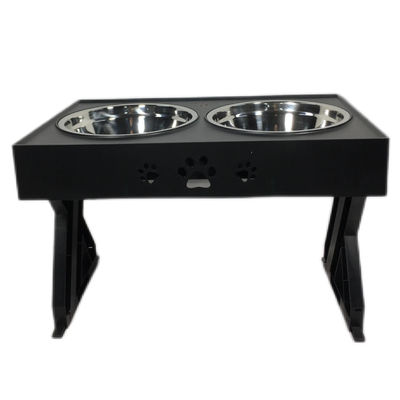 Μαύρο από ανοξείδωτο χάλυβα διπλό μπολ στέκεται για μεγάλα σκυλιά Δεν υπάρχει διαρροή Αδιάβροχο ρυθμιζόμενο ύψος προστασία του τραχήλου