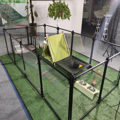 Αλουμινίου Floding Pet Playpen σκύλος άσκηση φράχτη 12 Πίνακες Μαύρο 65 x 91 cm Σχήμα Σκληρό