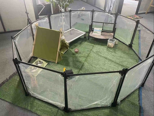 Αλουμινίου Floding Pet Playpen σκύλος άσκηση φράχτη 12 Πίνακες Μαύρο 65 x 91 cm Σχήμα Σκληρό