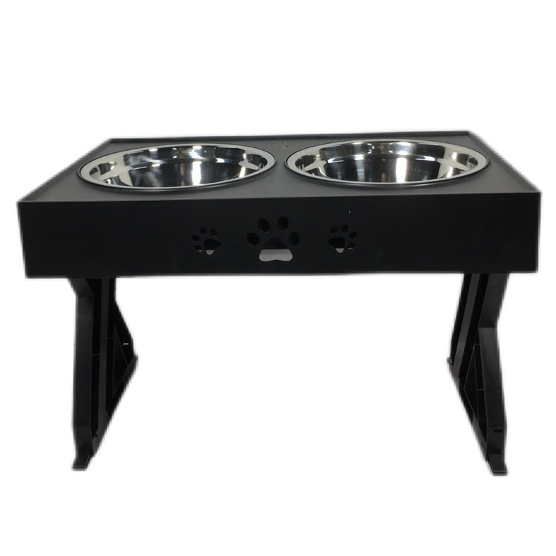 Μαύρο από ανοξείδωτο χάλυβα διπλό μπολ στέκεται για μεγάλα σκυλιά Δεν υπάρχει διαρροή Αδιάβροχο ρυθμιζόμενο ύψος προστασία του τραχήλου